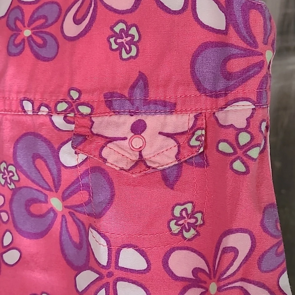 Old Navy bright floral pInk purple summer sun dress baby girl XL 18 to 24 months